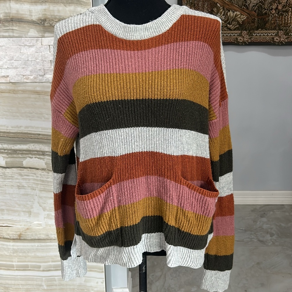 Madewell Multicolor Patchwork Pocket Pull Over Sw… - image 4